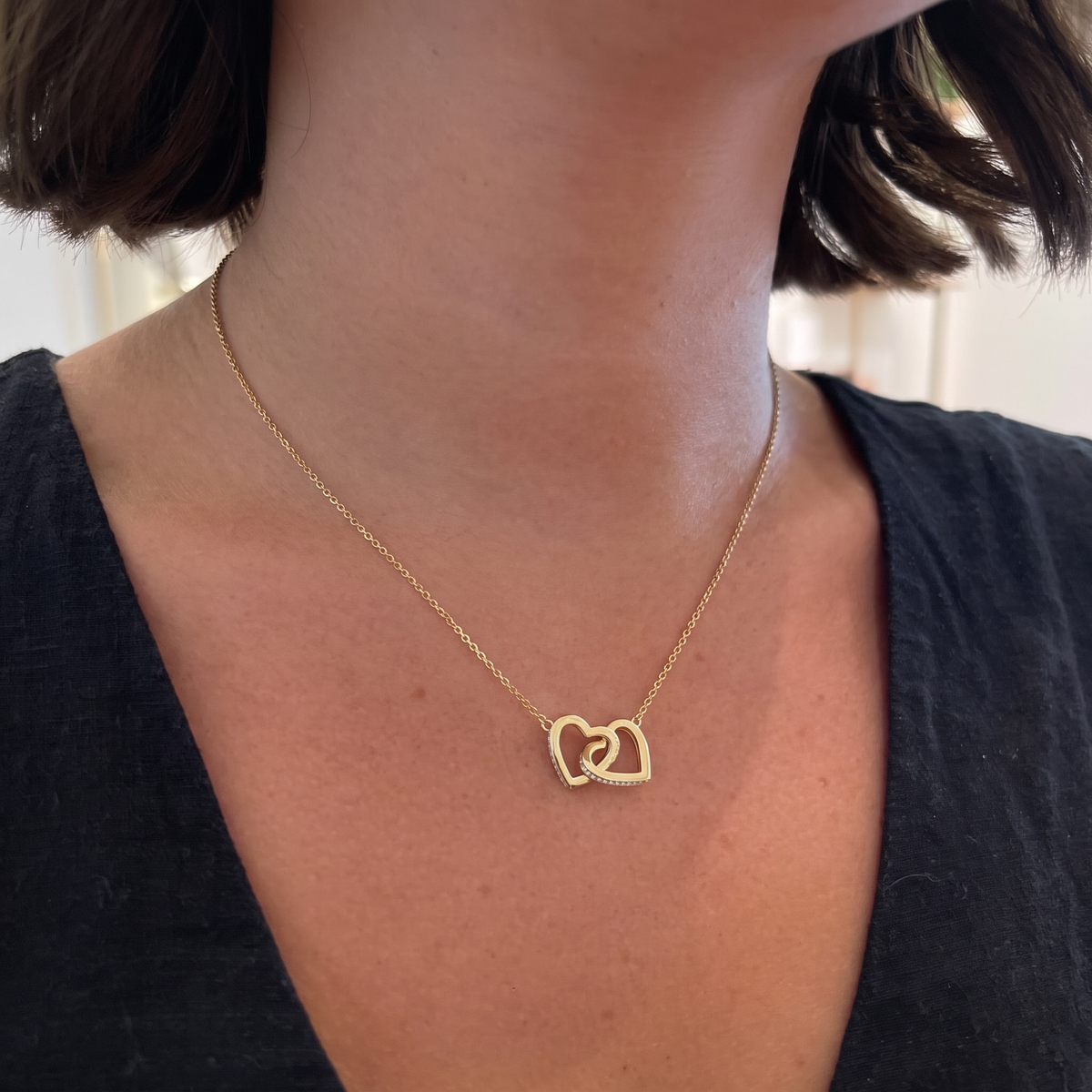 To My Granddaughter - “Forever Linked Hearts” Interlocked Hearts Necklace
