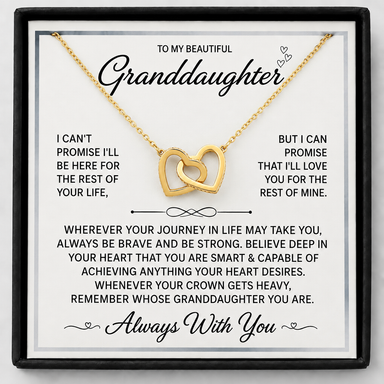 To My Granddaughter - “Forever Linked Hearts” Interlocked Hearts Necklace
