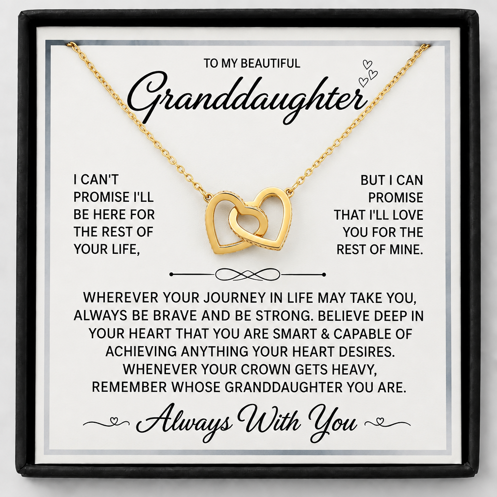 To My Granddaughter - “Forever Linked Hearts” Interlocked Hearts Necklace