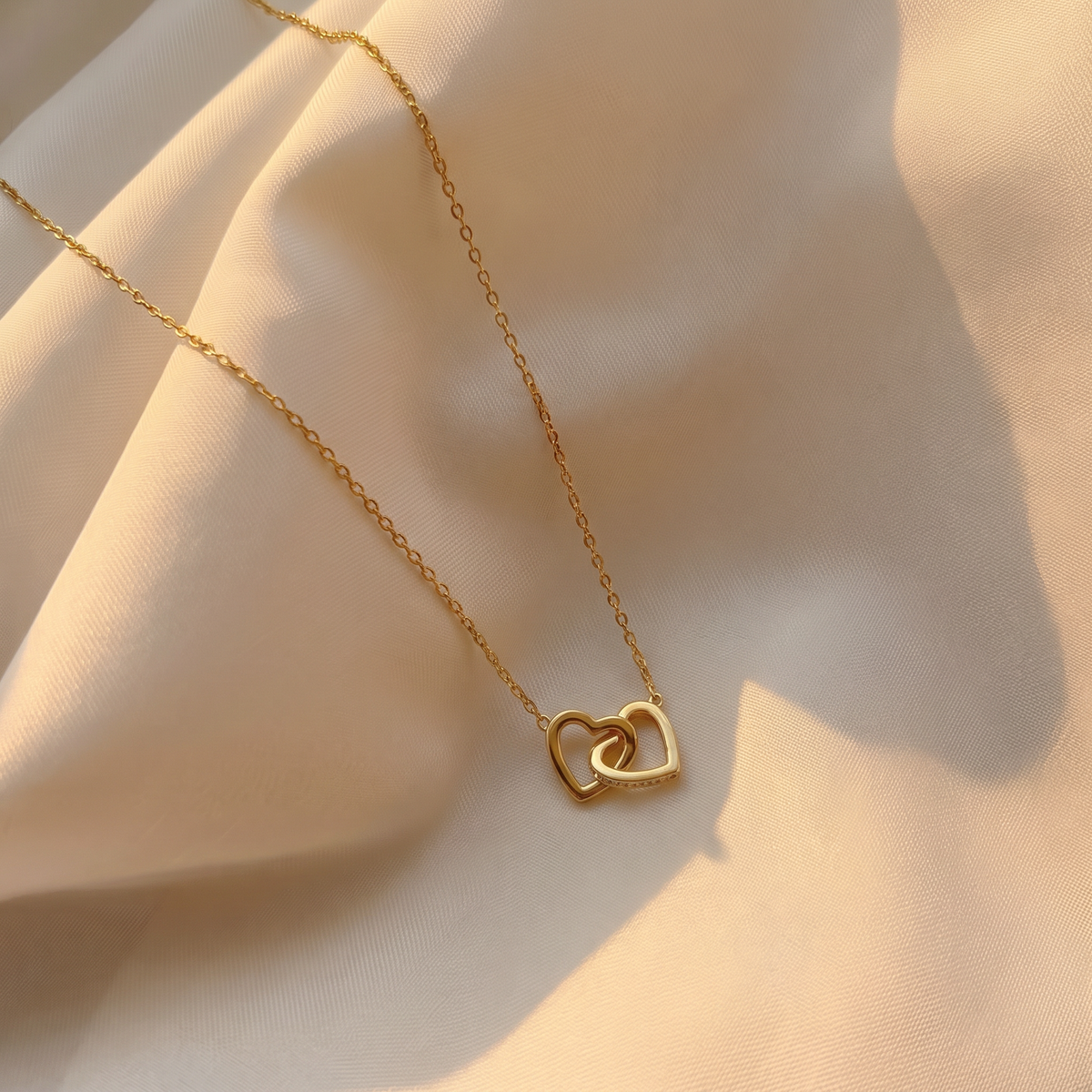 To My Granddaughter - “Forever Linked Hearts” Interlocked Hearts Necklace