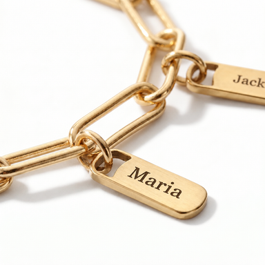Paperclip Bracelet with Name Charms