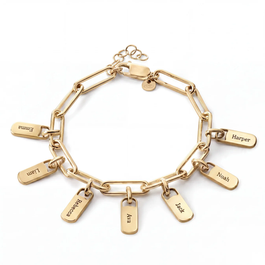 Paperclip Bracelet with Name Charms