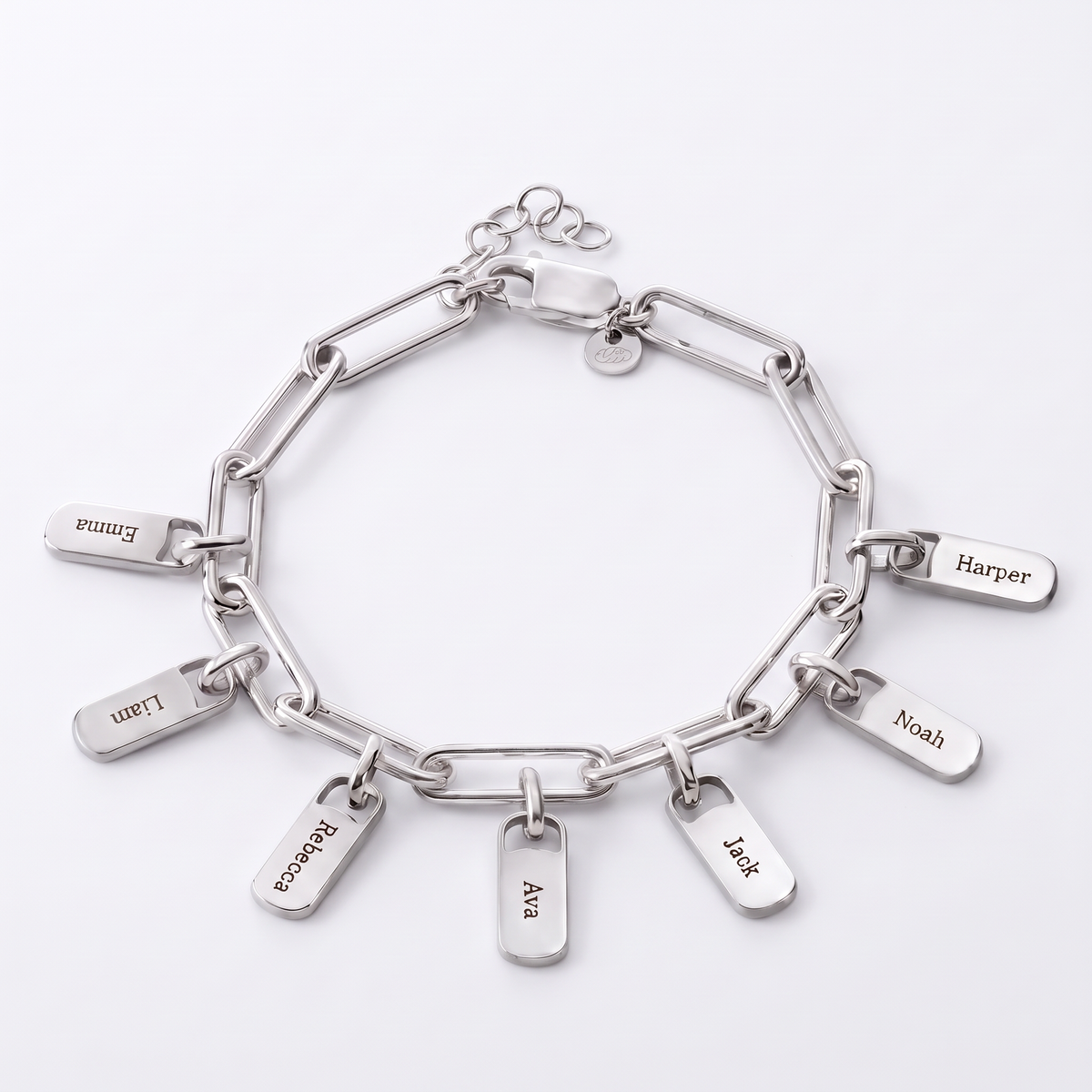 Paperclip Bracelet with Name Charms