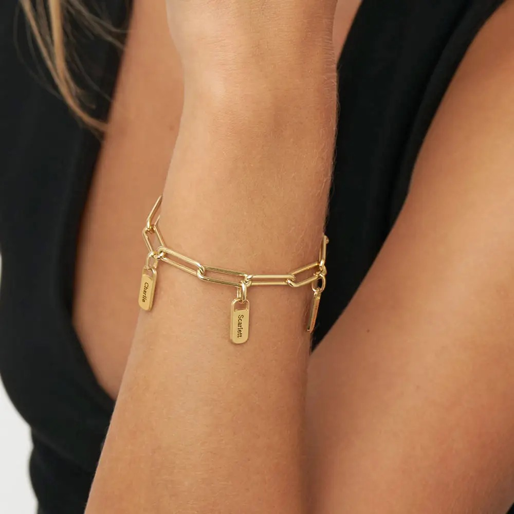 Paperclip Bracelet with Name Charms