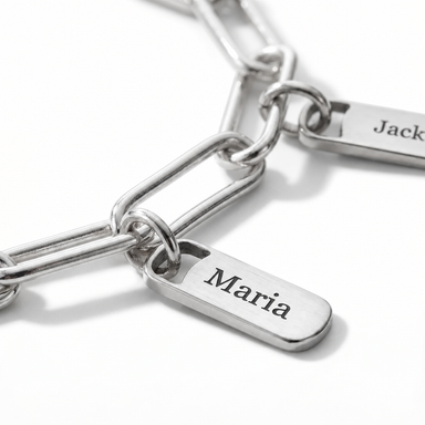 Paperclip Bracelet with Name Charms