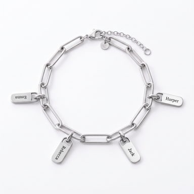 Paperclip Bracelet with Name Charms