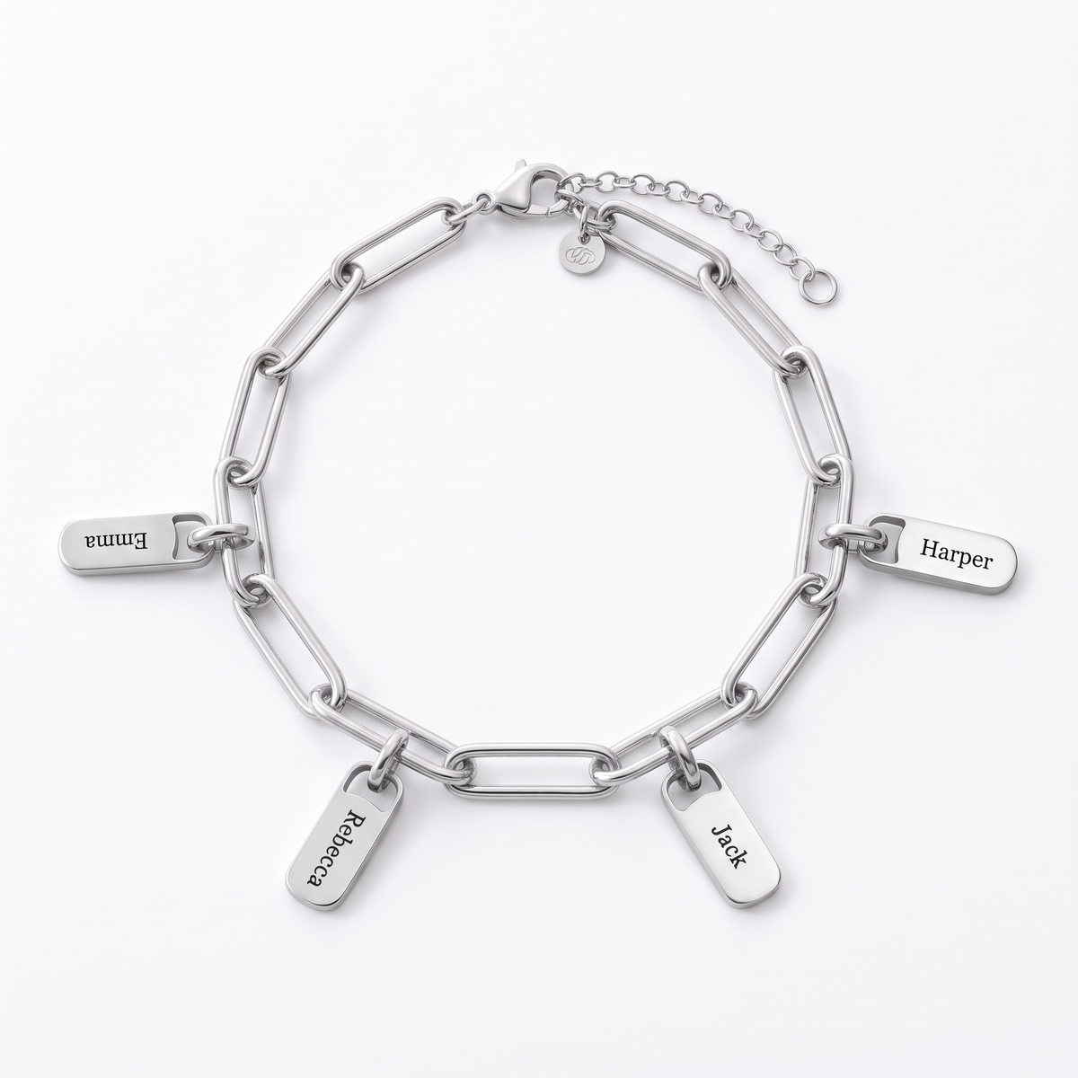 Paperclip Bracelet with Name Charms