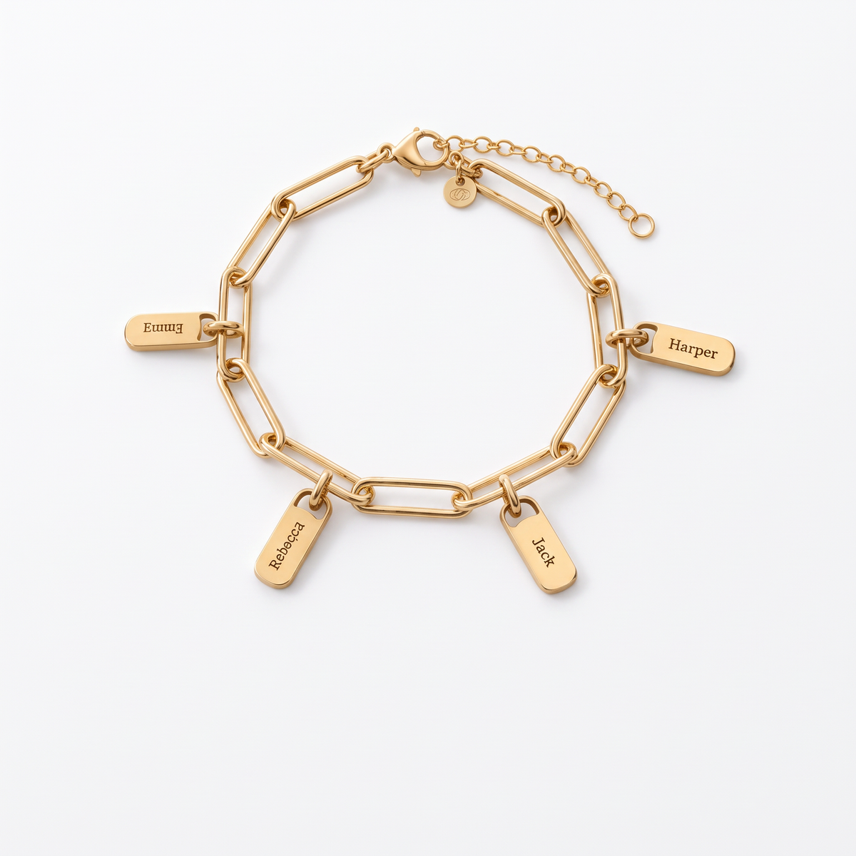 Paperclip Bracelet with Name Charms