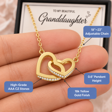 To My Granddaughter - “Forever Linked Hearts” Interlocked Hearts Necklace