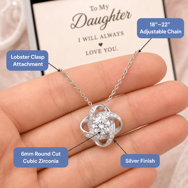 To My Daughter From Dad - “Forever My Little Girl” Love Knot Necklace