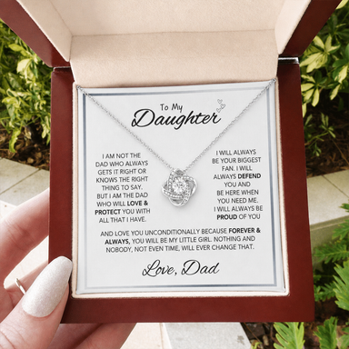 To My Daughter From Dad - “Forever My Little Girl” Love Knot Necklace