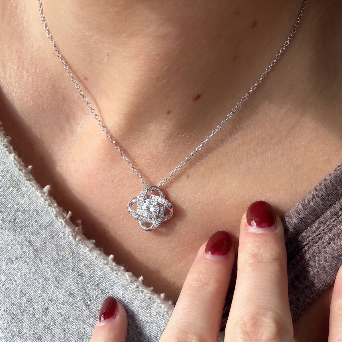 To My Daughter From Dad - “Forever My Little Girl” Love Knot Necklace
