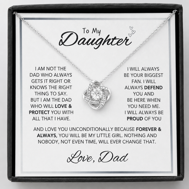 To My Daughter From Dad - “Forever My Little Girl” Love Knot Necklace