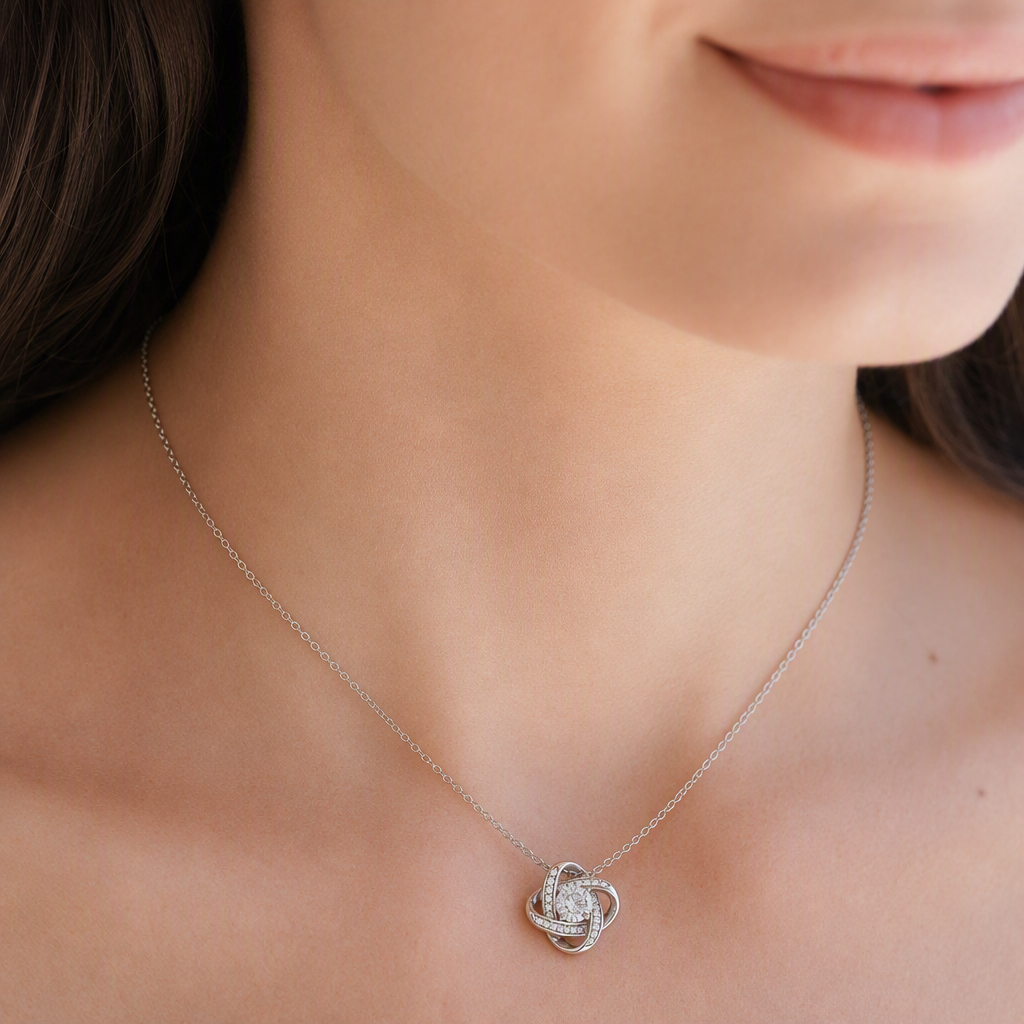 To My Daughter From Dad - “Forever My Little Girl” Love Knot Necklace